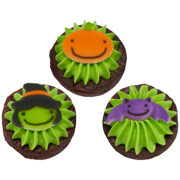 Skull, Pumpkin, Bat, Witch, Cat, And Monster Edible Sugar Cake Toppers, 12 Count