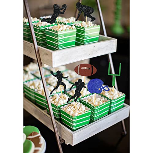 35Pcs Glitter Football Cupcake Toppers For Football Party Decorations, Football Player Cupcake Toppers - Football Theme Cake Top