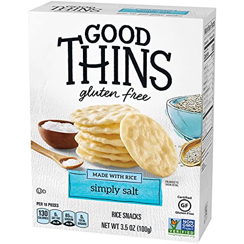 Good Thins Simply Salt Rice Snacks Gluten Free Crackers, 3.5 oz (Pack of 3)