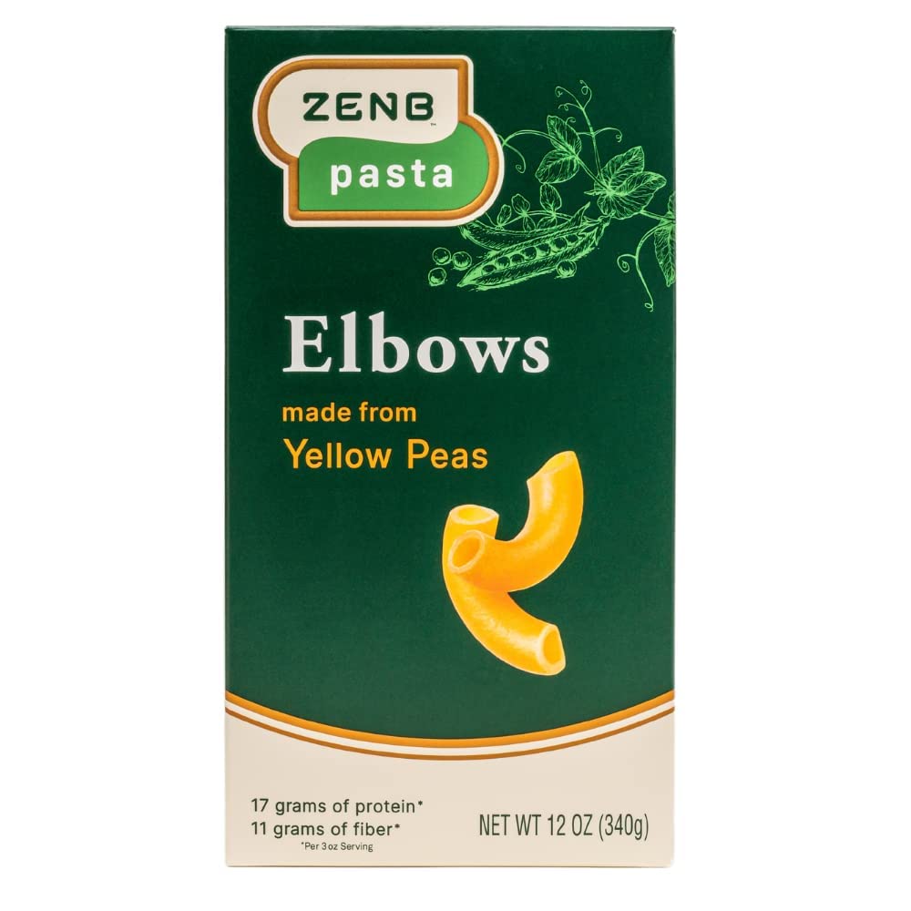 Zenb Plant Based Pasta, Made From 100% Yellow Peas, Gluten Free, Elbows, 12 Oz Boxes (Pack Of 3)