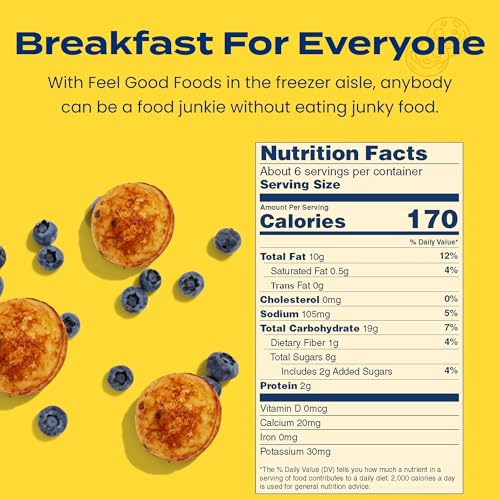 Feel Good Foods Gluten Free Blueberry Pancake Balls | Frozen Breakfast Snacks | 12.7 oz
