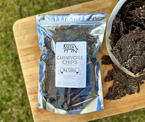 SECA - Carnivore Chips - 1lb bag, Natural, Grass fed Beef and Salt, Carne Seca- Keto, Carnivore, Paleo, 1 pound bag