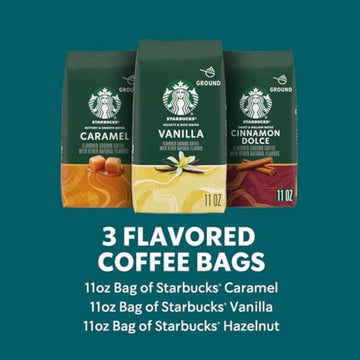 Starbucks Flavored Ground Coffee, Variety Pack, Naturally Flavored, 3 Bags (11 Oz Each)