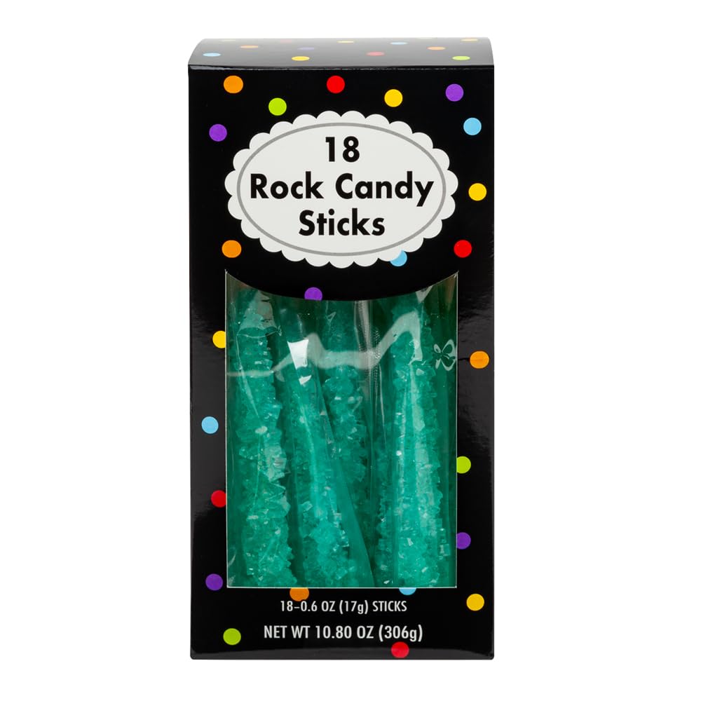 Amuse Mints Rock Candy Sticks - 18 PC Box - Colorful Hard Candy - Robin Egg Blue - Perfect for Parties and Gifting