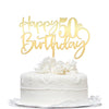 Happy 50th birthday cake Topper,Mirrored Gold Acrylic Durable Cake Topper,50th Birthday Party Cake Decorations,Hello 50th years 