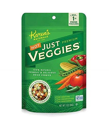 Karens Naturals Hot Just Veggies, 3 Ounce Pouches, Keto Friendly All Natural Freeze Dried Vegetables, Vegan, Paleo, Gluten Free
