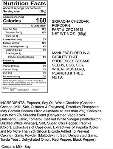 Hammond'S Candies | Gourmet Sriracha Cheddar Popcorn | 3 Bags, Great For Snacking | Small Batches Popped To Perfection | Handcra