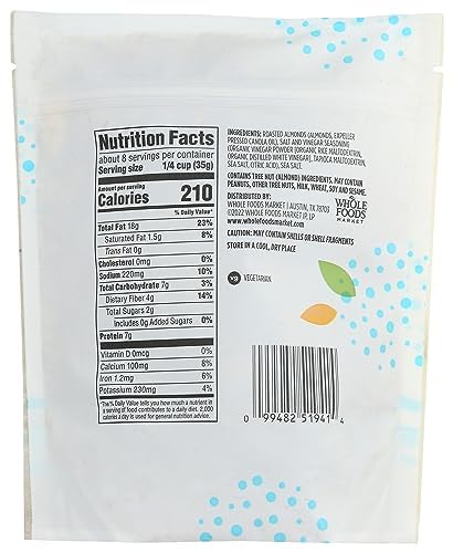 365 By Whole Foods Market, Almond Seasoned Sea Salt & Vinegar, 10 Ounce (Pack of 2)
