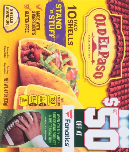 Old El Paso Stand N Stuff Taco Shells, Gluten Free, Meal Prep, 10 Ct, 4.7 oz