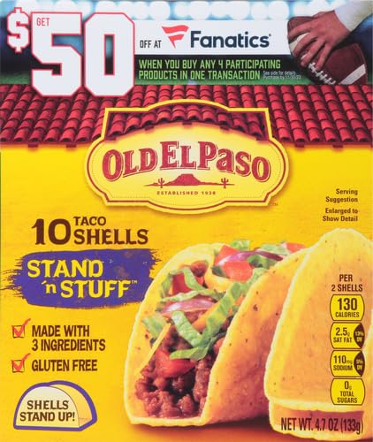 Old El Paso Stand N Stuff Taco Shells, Gluten Free, Meal Prep, 10 Ct, 4.7 oz