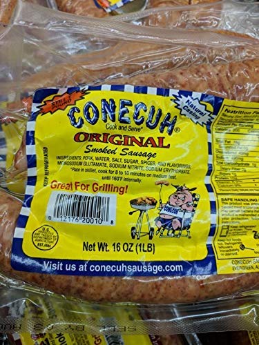 Conecuh Original Smoked Sausage, 16 Oz (Pack of 12), 1 Pound, Deliciously Smoky Flavor