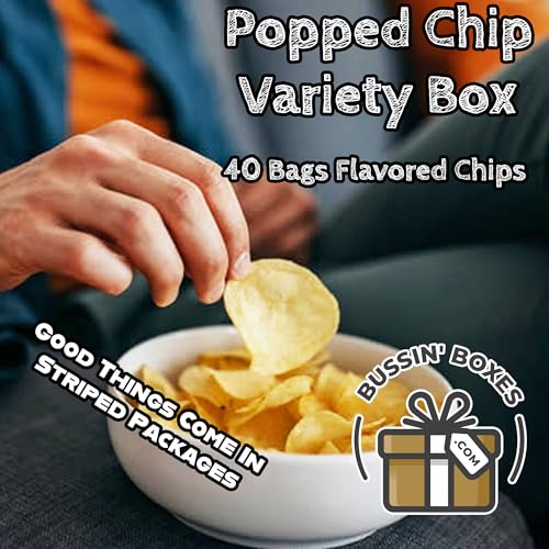 Popped Chip Snack Pack - 40 Count Bulk Box of Individually Wrapped Popped-Style Chips (0.8 oz Each) - Assembled by Bussin Boxes