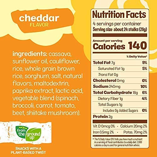Real Food From The Ground Cauliflower Stalks - 6 Count, 4Oz Bags (Cheddar)
