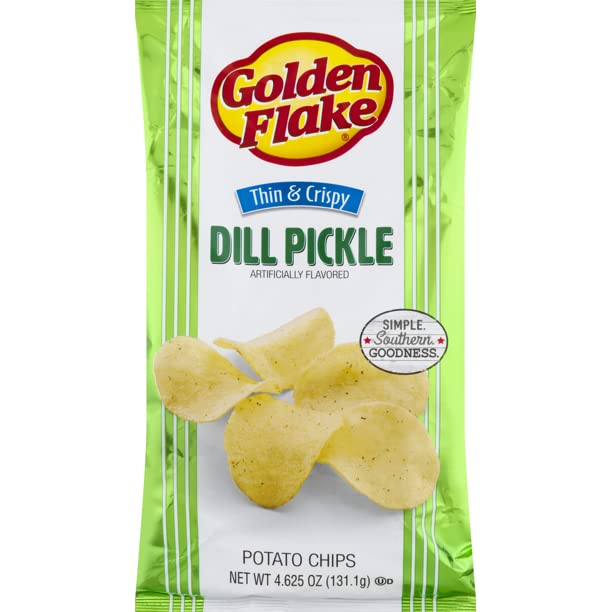 Golden Flake Dill Pickle Potato Chips, 5oz Bag (Pack4)