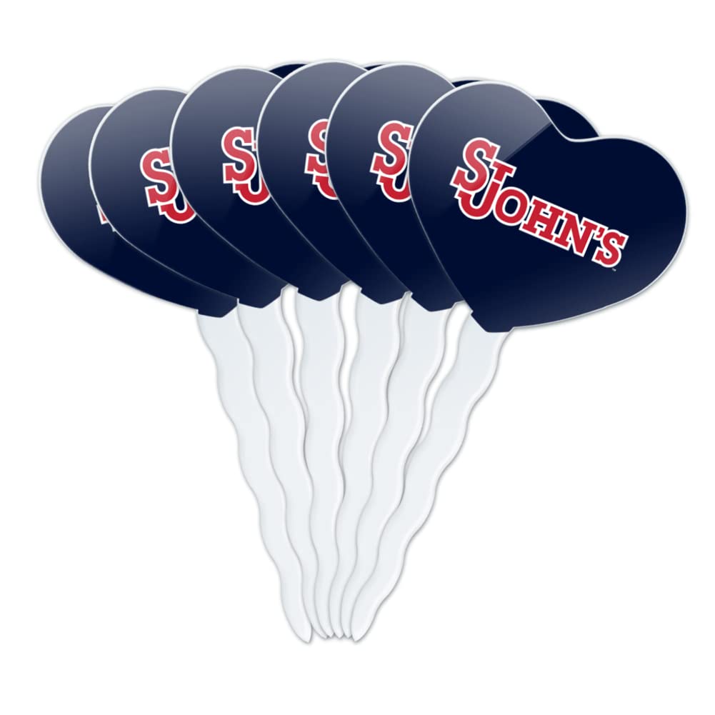 GRAPHICS & MORE Cupcake Picks Set of 6, Acrylic Decoration Toppers, St. Johns University Heart Love Design
