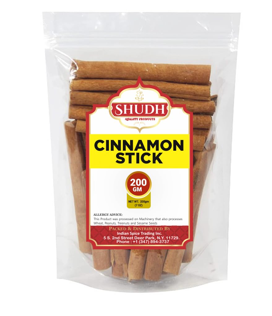 Shudh Cinnamon Sticks 200 Gm (3.5 Oz) | Cassia Cinnamon | Canela | Perfect For Baking, Cooking & Beverages & Oatmeal| 2 3/4'' Le