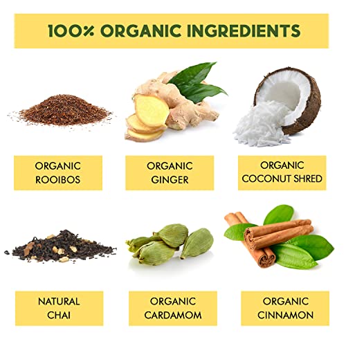 Coconut Rooibos Chai Tea Pods For Keurig - Organic Ginger Tea, Rooibos, Cinnamon, Cardamom, Coconut & Chai By Teavity (36 Tea Po
