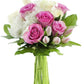 Kabloom Flowers - Mother'S Day Collection -5 Pink Rose 4 White Rose 5 Pink Tulip 1 White Hydrangea And Greens With Vase, Gift Fo