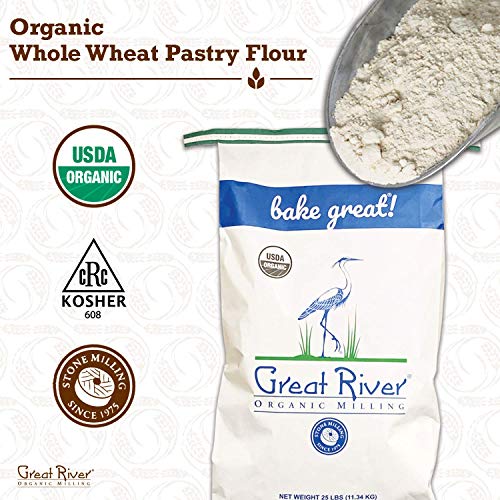 Great River Organic Milling Whole Wheat Pastry Flour, USDA Organic, Non-GMO, 25 lb Pack