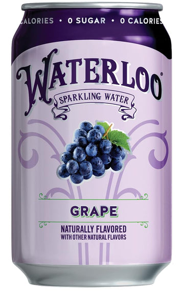 Waterloo Sparkling Water, Grape Naturally Flavored, 12 Fl Oz Cans (Pack Of 12) - Zero Calories And Zero Sugar Or Sweeteners Of A