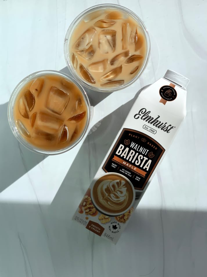 Elmhurst 1925 Maple Walnut Milk Barista Edition - 32 Ounce (Pack of 6) Plant-Based, Extra Creamy, Vegan, Dairy-Free, Non-GMO, Ko