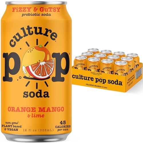 Culture Pop Soda Probiotic Low Sugar Soda - Sparkling Probiotic Drink Soda For Gut - Seltzer, Soda Pop & Sparkling Juice Alternative - Non-Gmo, Kosher, Gluten-Free & No Stevia (Pack Of 12)
