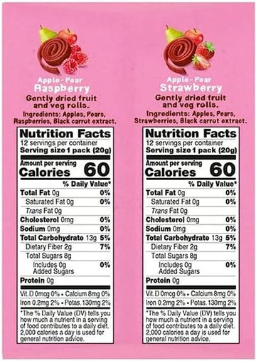 Bear Real Fruit Snack Rolls, Apple-Pear Strawberry & Apple-Pear Raspberry, Variety Pack, 48 Roll (24Pk, 2 Rolls Per Pack)