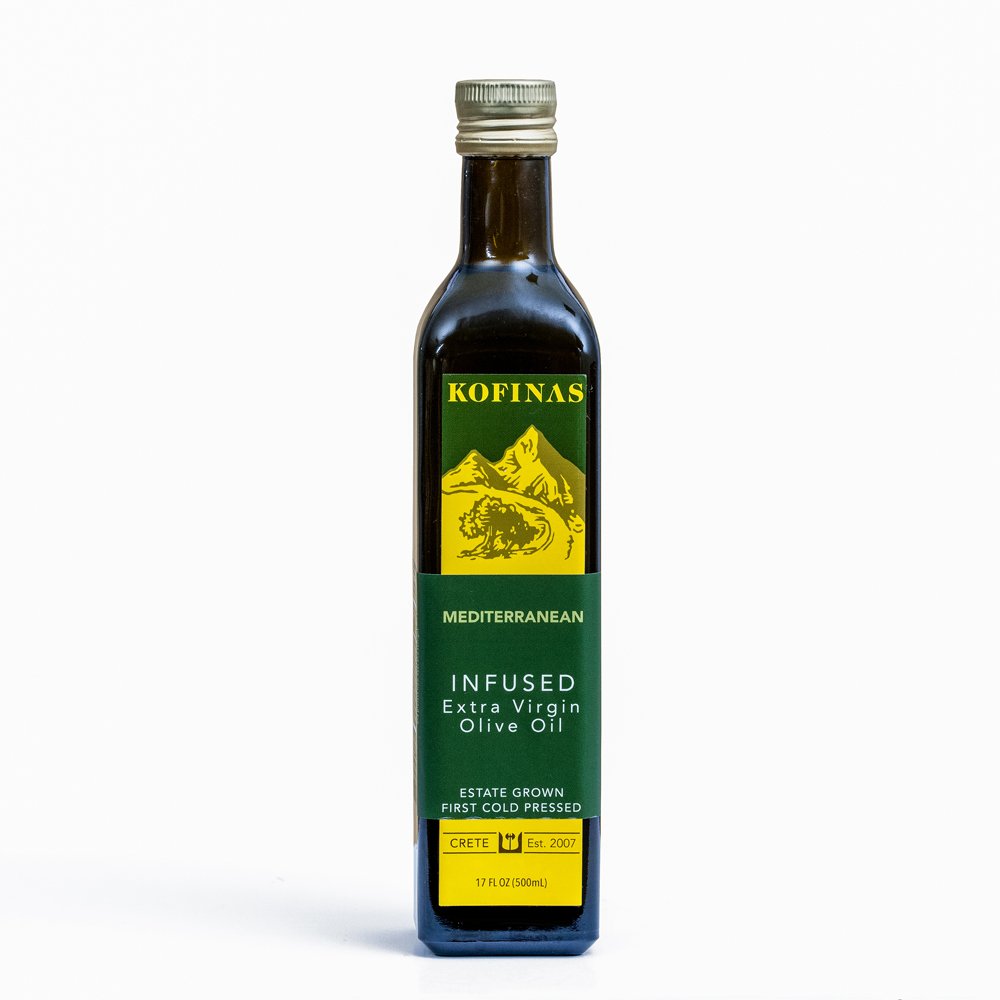 Mediterranean Flavored Extra Virgin First Cold Pressed Olive Oil 500 Ml (17 Oz) (Rosemary, Thyme, and Basil Flavor)