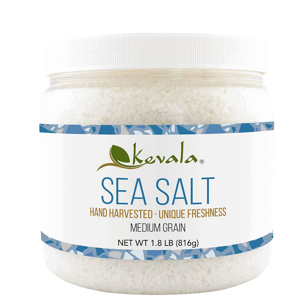 Kevala Sea Salt - 1.8 lb - 816 g - For Cooking - Pure - For Baking - Sea Salt Bulk - Medium Grain - Hand Harvested - Unrefined -