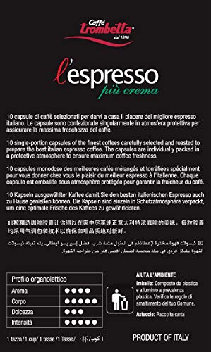 Trombetta lespresso Piu Crema  10 Count (Pack of 8)