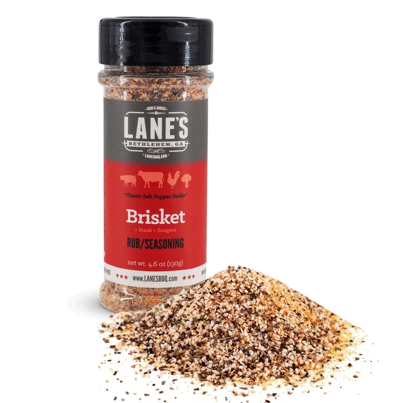 Lanes Brisket Rub for Smoker, All-Natural BBQ Seasoning, 4.6 Oz, Brown