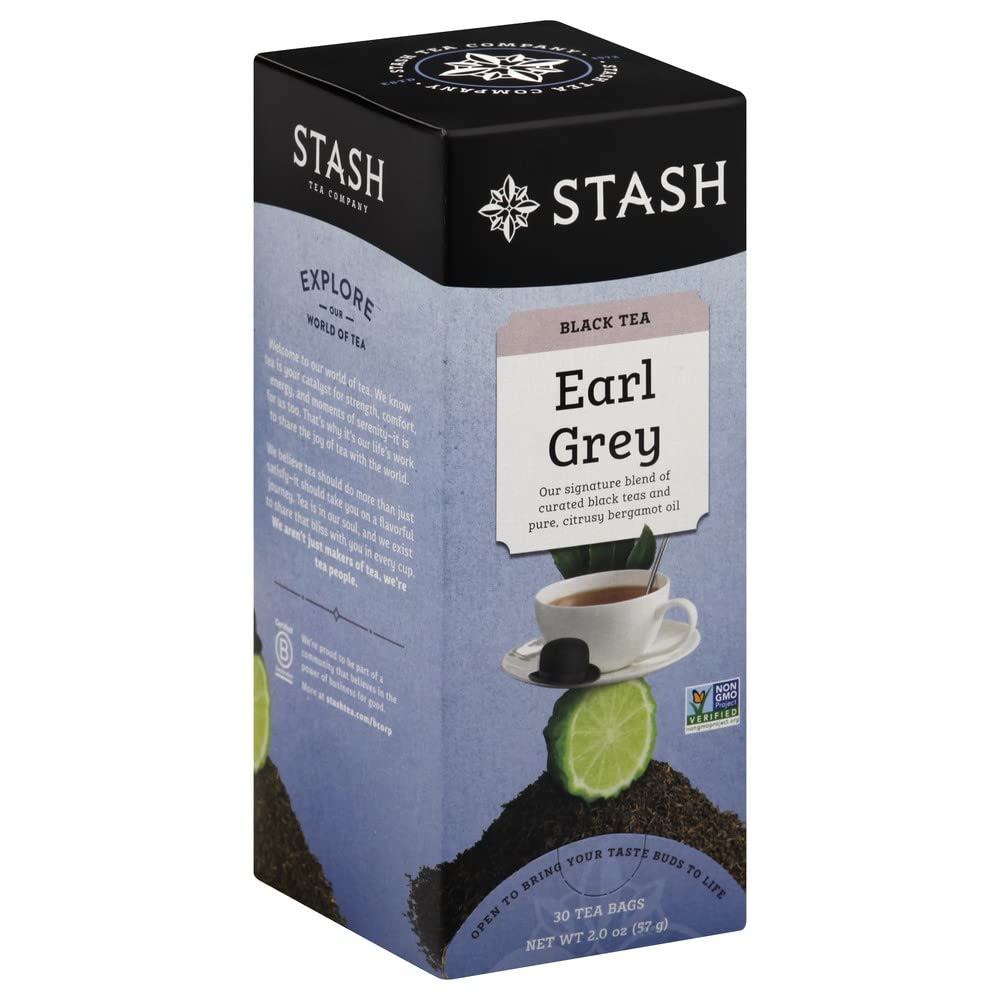 Stash Earl Grey Black Tea - Box of 30 Tea Bags, Classic Black Tea, Perfect for Brewing