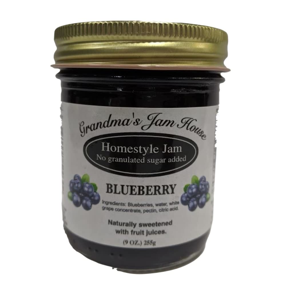 Sweet Blueberry Jam | No Added Sugar | All Natural | Homestyle Fruit Berry Jam | Spreadable Preserves Jams Jellies Topping | 9 O