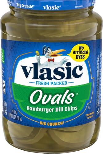 Vlasic Ovals Hamburger Dill Pickle Chips, Keto Friendly, 24 FL OZ
