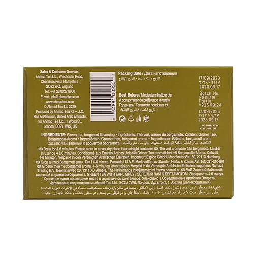 Ahmad Tea Green Tea, Green Tea With Earl Grey Loose Leaf, 500G - Caffeinated & Sugar-Free