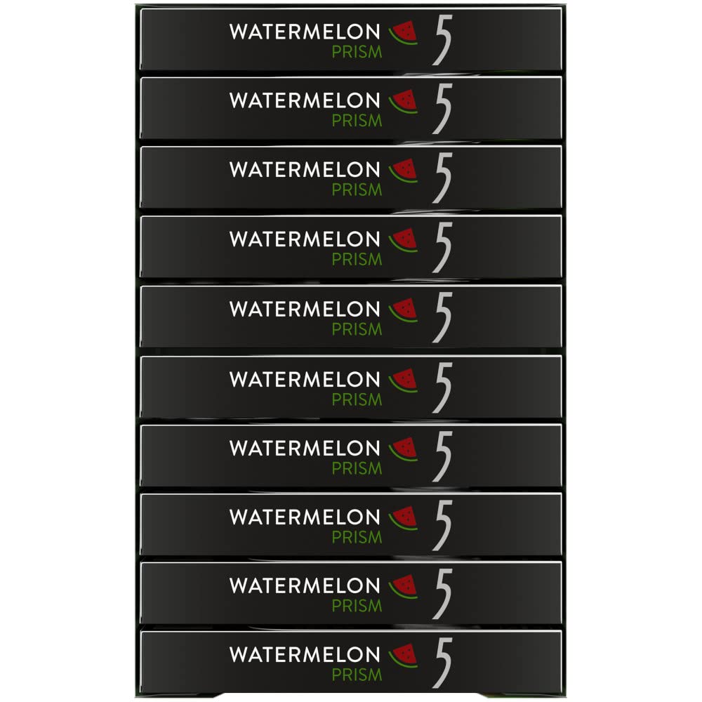 Wrigley'S 5 Gum Watermelon Prism Sugar Free Chewing Gum, 15 Pieces (10 Pack)