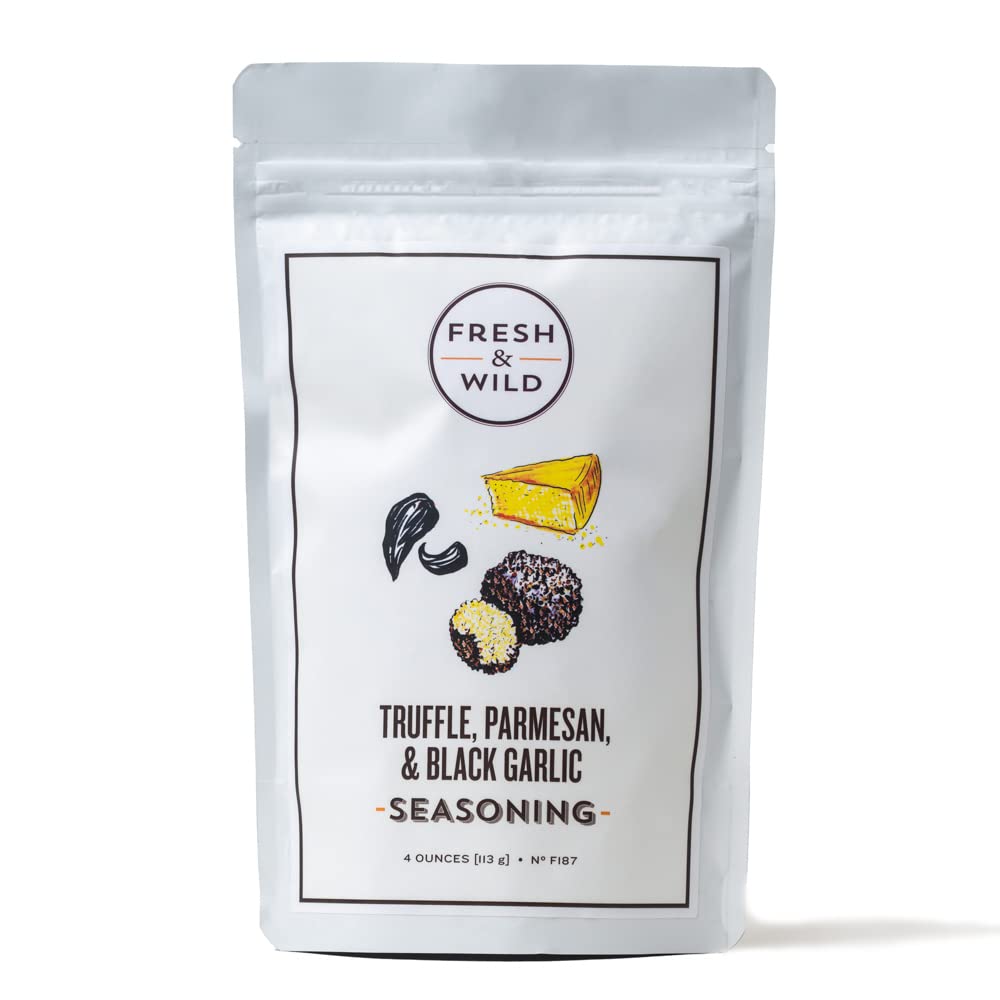 Fresh & Wild Truffle Parmesan Black Garlic Seasoning, 4 oz, Umami Flavor Enhancer for Fries, Potatoes, Popcorn