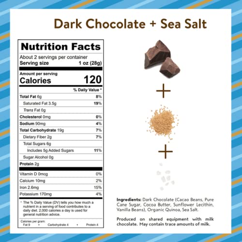 Undercover Quinoa Chocolate Crispy Quinoa Snack, Dark Chocolate + Sea Salt, Gluten-Free, 2 Ounce (Pack of 8)
