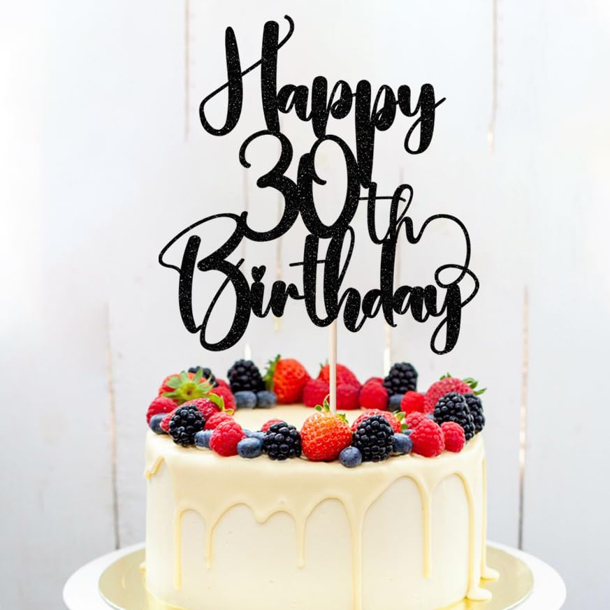 Dcokska Happy Birthday 30Th Cake Topper,Men/Women 30Th Birthday,30Th Anniversary Party Cake Topper Decorations/Dinner Party Deco
