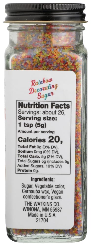 Watkins Rainbow Decorating Sugar, Non-Gmo, 4.6 Ounce, Pack Of 3