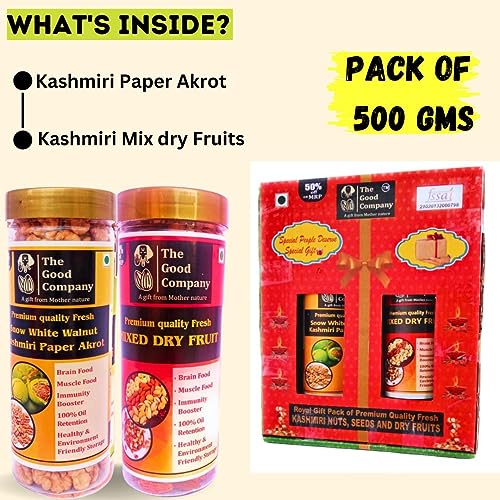 Jammu Tawi Express Dry Fruit Celebrations Gift Box| 02 Jars| 500G | Kashmiri Dry Fruits Gift Hamper|Snacks Ideal For Rakhi, Diwa