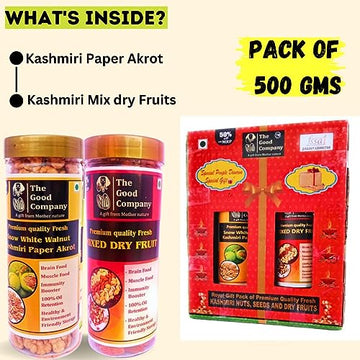 Jammu Tawi Express Dry Fruit Celebrations Gift Box| 02 Jars| 500G | Kashmiri Dry Fruits Gift Hamper|Snacks Ideal For Rakhi, Diwa