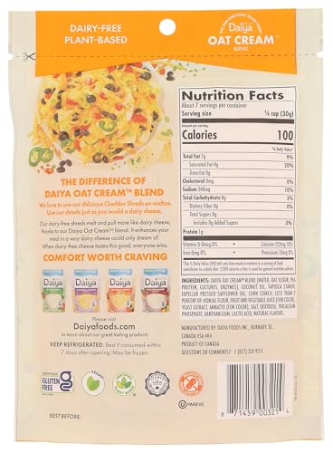 Daiya, Dairy Free Cutting Board Cheddar Style Vegan Cheese Shreds, 7.1 Ounce