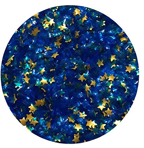 Sprinkle Deco Edible Glitter - Royal Blue with Gold Stars - 0.15 oz Jar for Cakes and Cupcakes