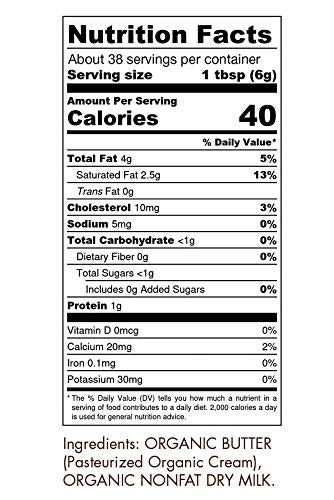 Organic Grassfed Real Butter Powder - Keto Non Gmo Rbst   Free Paleo Low Carb Sugar Free Gluten Free - Healthy Fat   - Great In Keto Coffee - Unsalted 8Oz