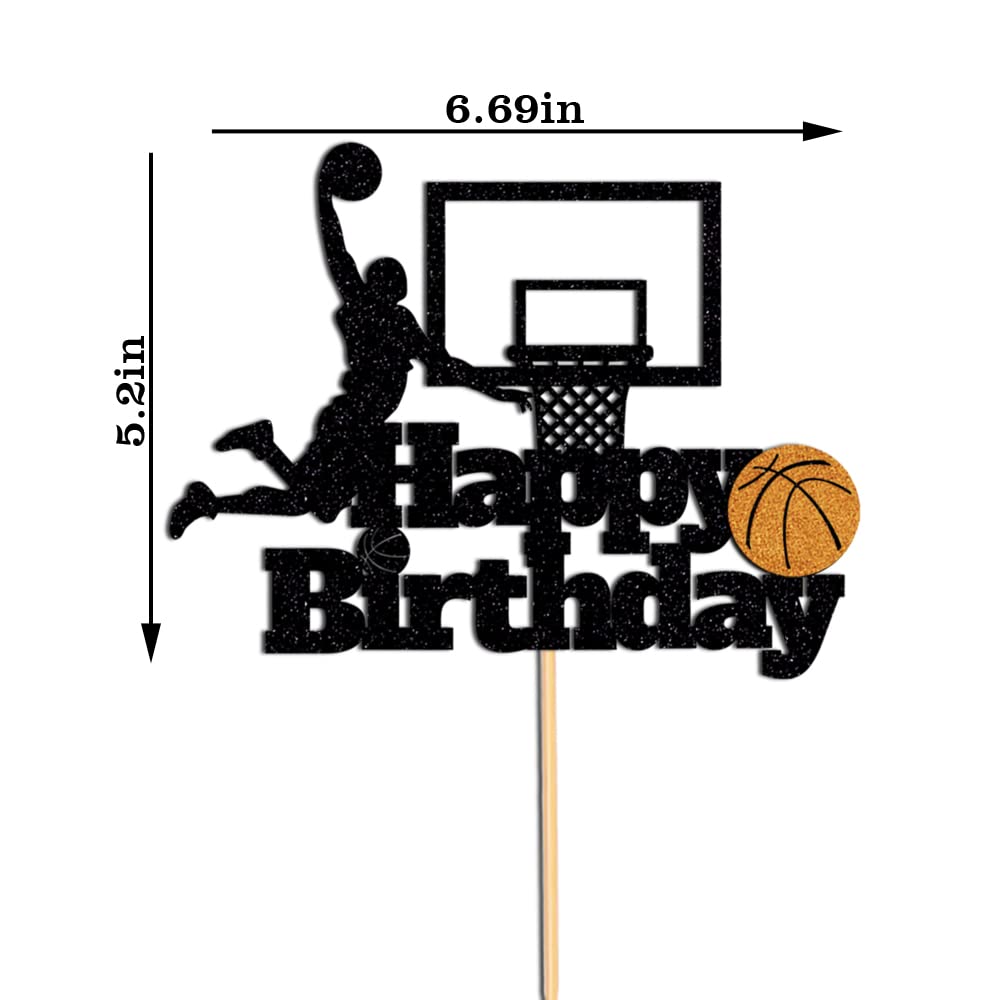 Basketball Happy Birthday Cake Topper-Basketball Themed Birthday Party Cake Decoration (Birthday)
