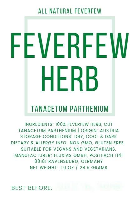 Naturegrail Feverfew Herb - Cut & Dried Tanacetum Parthenium - 1oz/28.5g