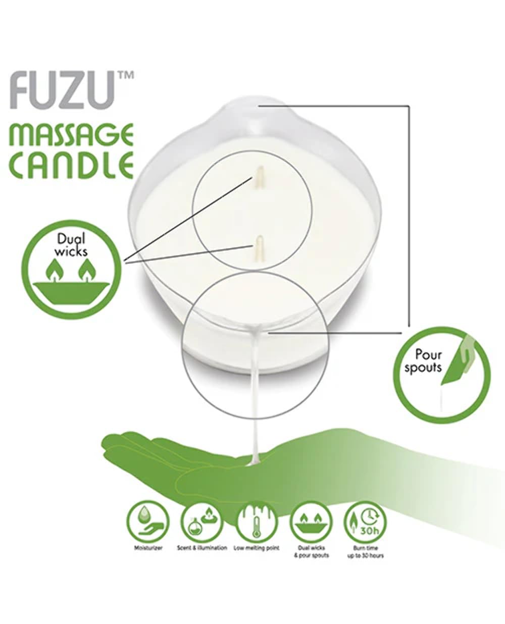 Deeva 82430: Fuzu Massage Candle Coconut Passion 4Oz White