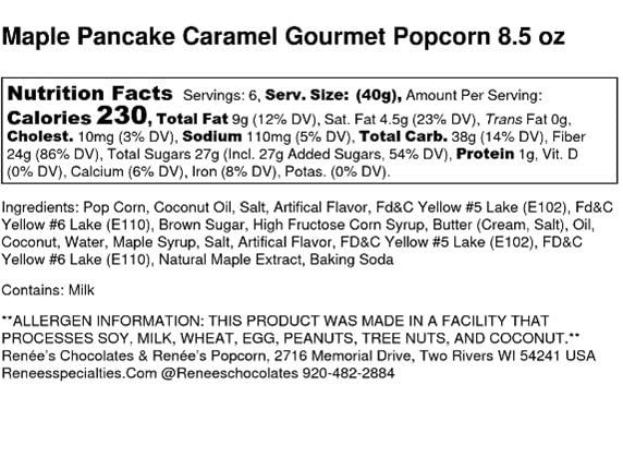 Ren  Es Maple Pancake Gourmet Popcorn - Pure Wisconsin Maple Syrup And Fresh Butter Mixed Into Our Caramel Crunch Fresh Popped C