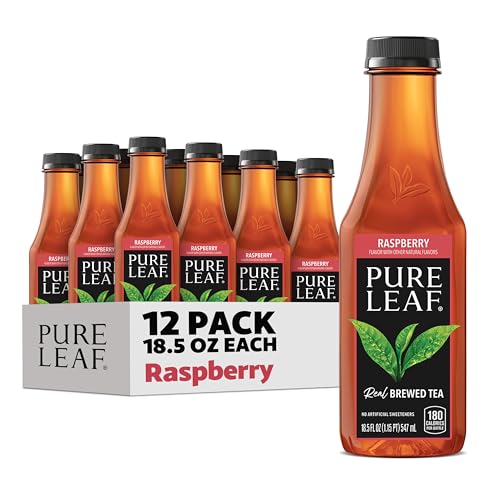 Pure Leaf Raspberry Iced Tea, Real Brewed, 18.5 Fl Oz Bottles, Pack of 12 - Refreshing & Delicious Beverage